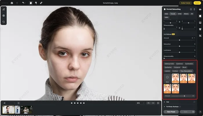 Add Freckles to Photo in One Click