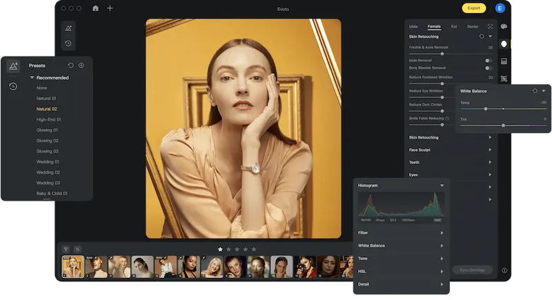 Best Free Raw Photo Editor - Evoto AI