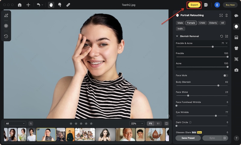 Export Portrait Remove Blemishes
