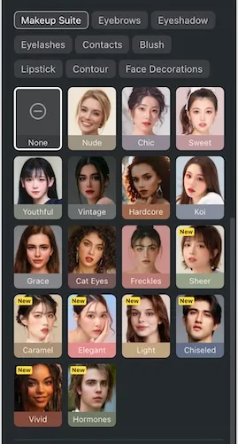 Facial Makeup Filters in Evoto