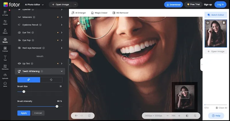 Online Photo Editor for White Teeth - Fotor Brush