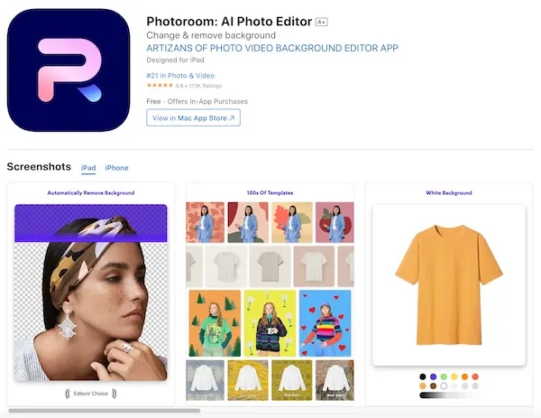 Photoroom iPad Photo Editor