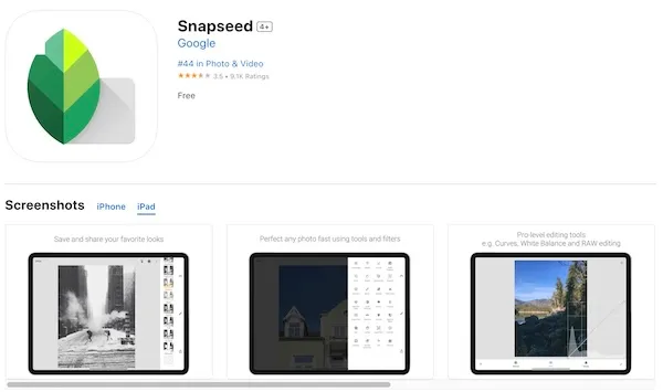 Snapseed iPad Photo Editor