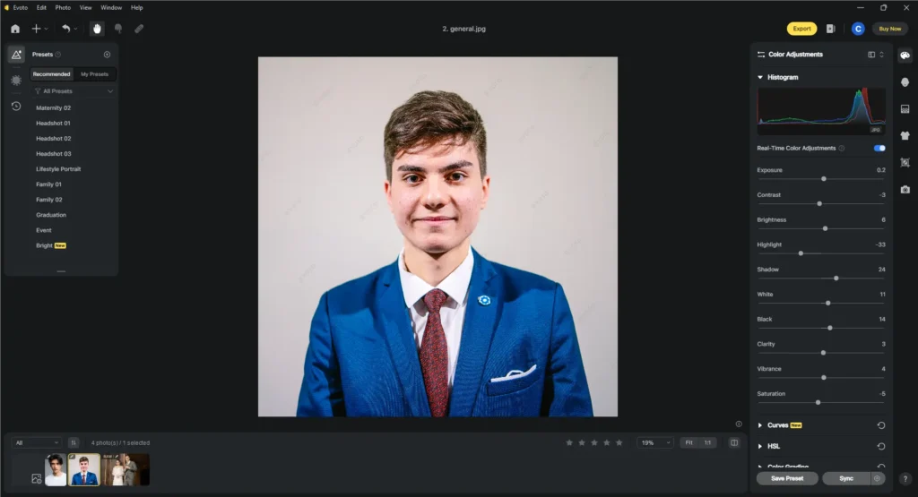 Adjust Color on Headshot Photo