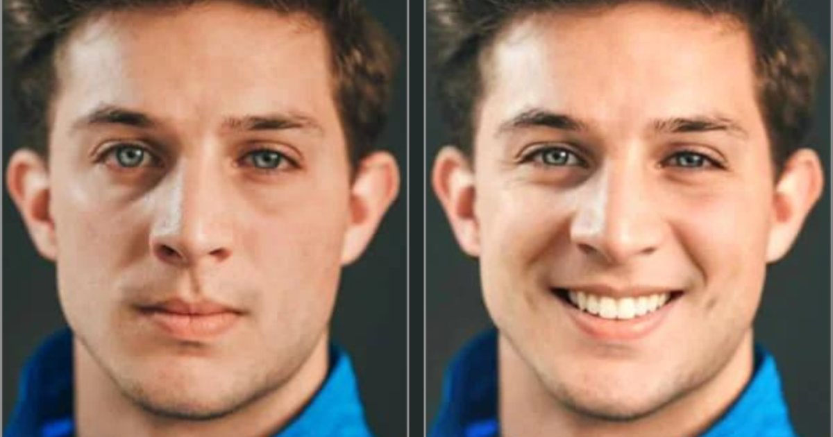 Adicione um sorriso à foto em segundos com IA