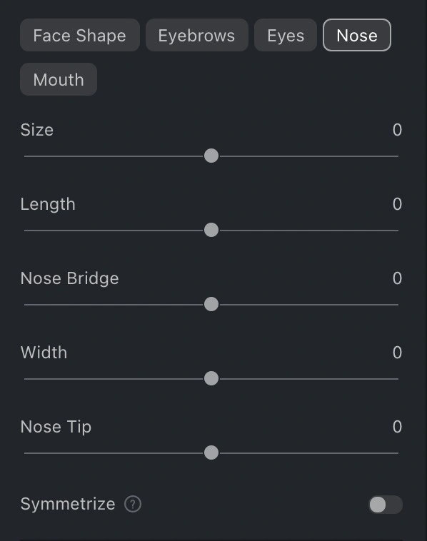 Evoto AI Nose Editor Features