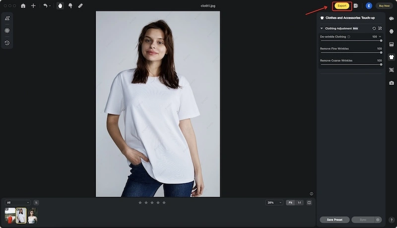 Export Photo Remove Wrinkles from Clothes