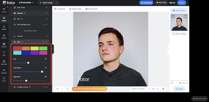 Fotor Change Skin Color Online