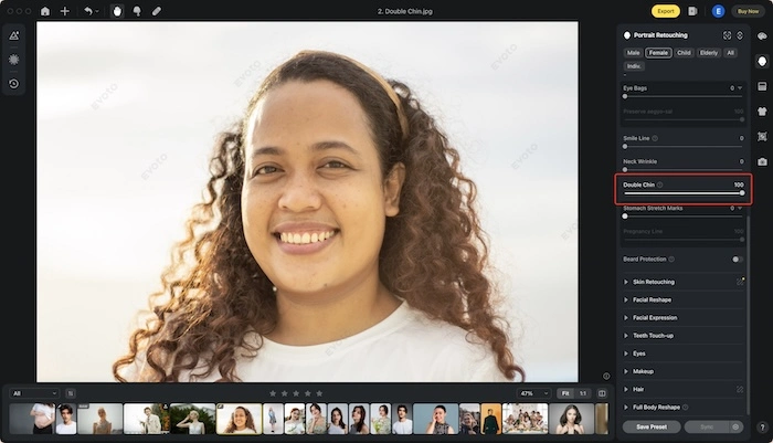 Remove Double Chin in Photo in One Click