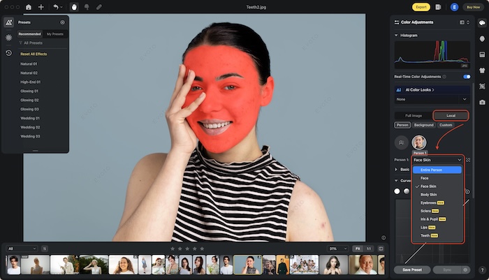 Skin Tone Color RGB Within Evoto AI