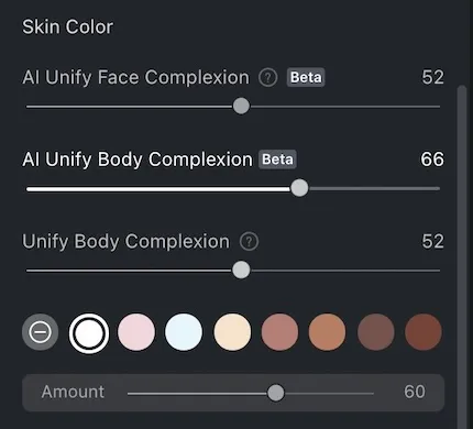 AI Skin Retouching Color Unify