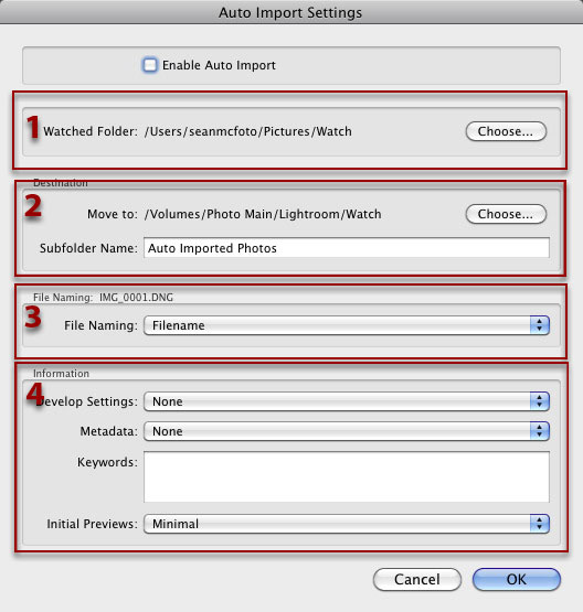 Adobe Lightroom Auto Import Steps