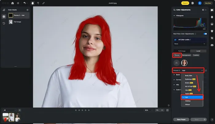 Create the Hair Mask with AI Evoto