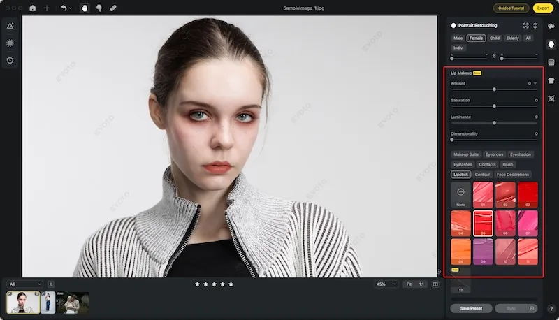 Lip Makeup in Evoto Makeup Photo Editor