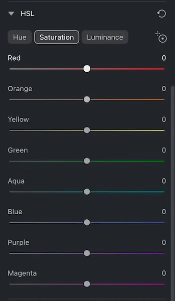 Real Time HSL Adjustments