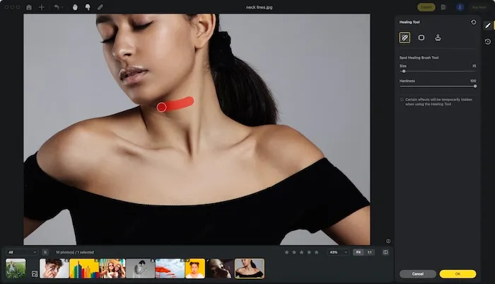 Spot Healing Brush Tool in Evoto AI Photo Editor