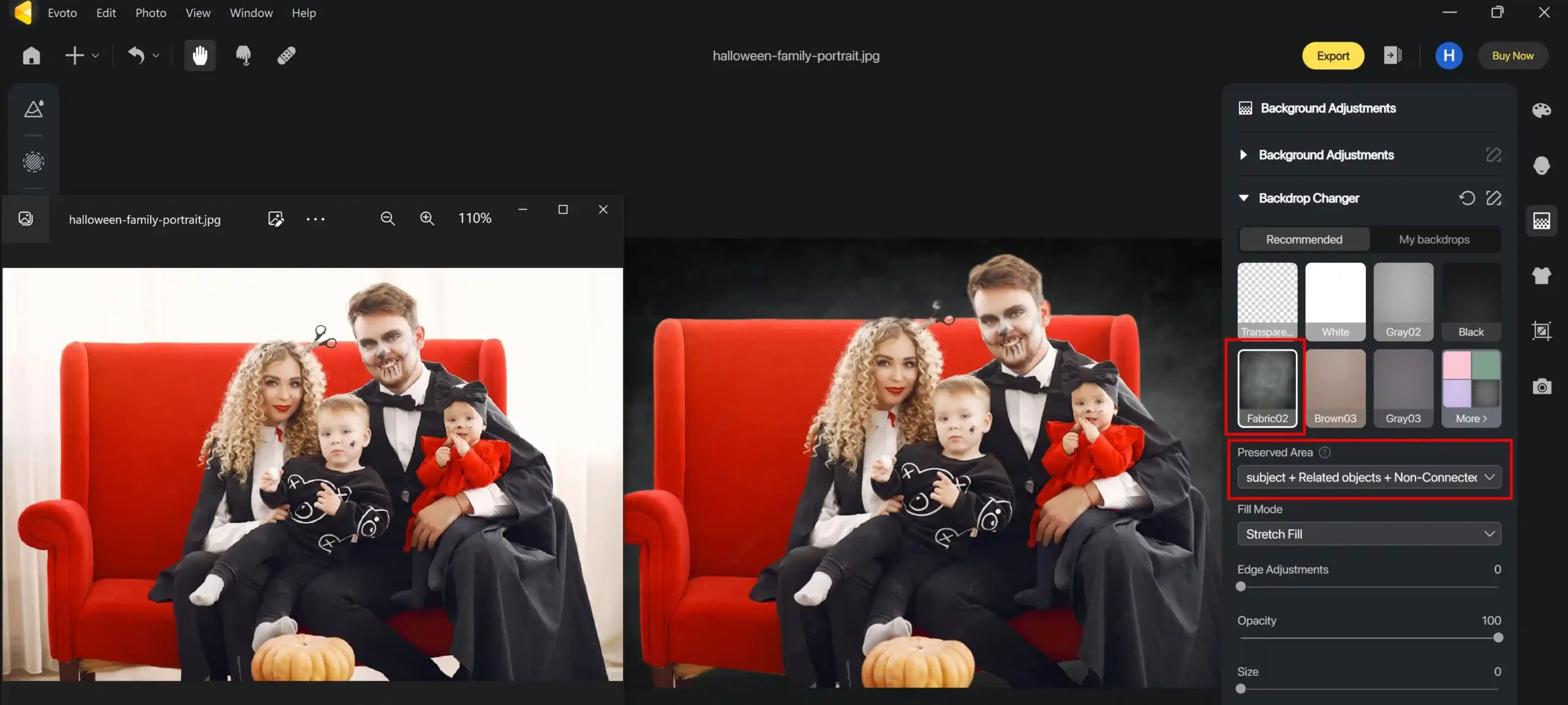 preserved-red-sofa-halloween-pumpkin-changing-white-background-to-black