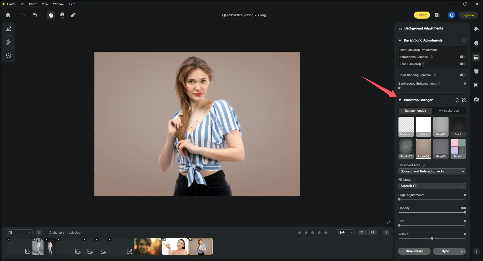 Supprimer et remplacer l'arrière-plan d'une image avec Evoto AI