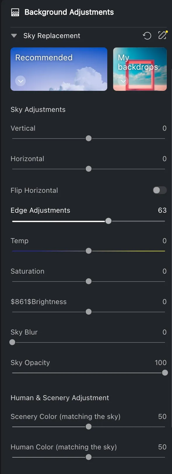 Sky Background Adjustments in Evoto AI Photo Editor