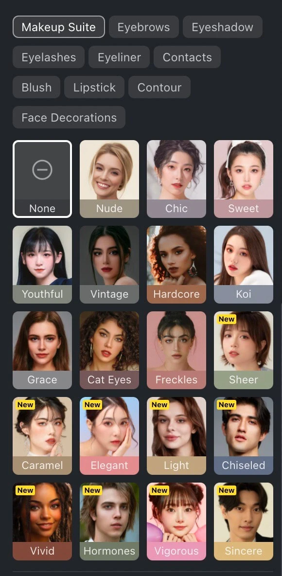 AI-Powered Makeup Photo Filter Free in Evoto