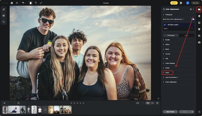 Add Grain to Photo in Evoto AI