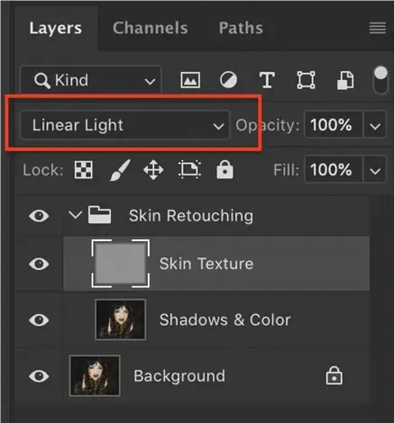 Choose Linear Light in Photoshop