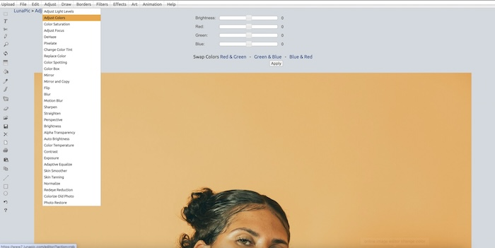 Lunapic Online Image Editor Change Color
