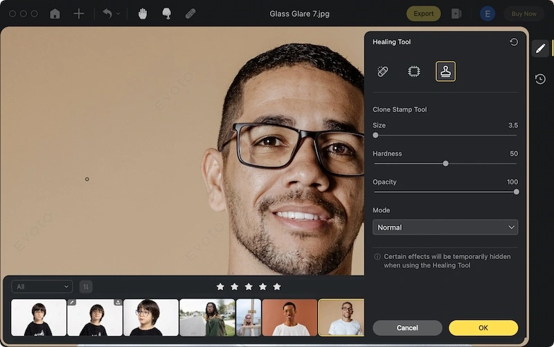 Remove Glass Glare with Evoto Clone Stamp