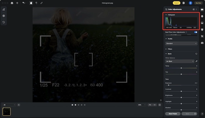 Shadow Clipping in Image Histogram