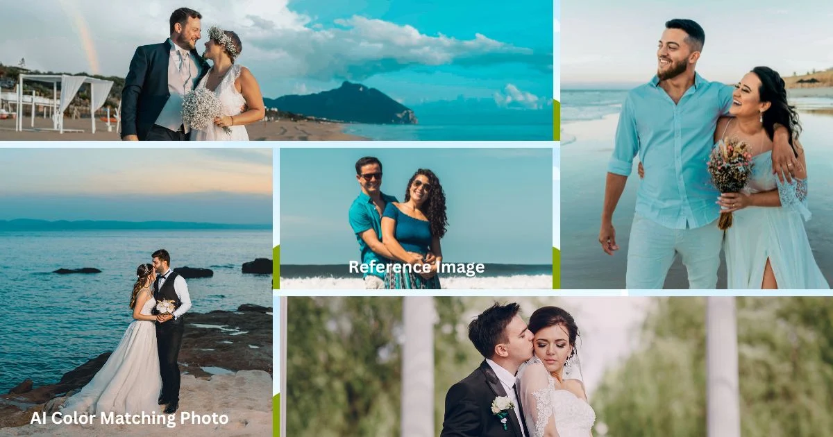 After Batch AI Color Match to Wedding Photos