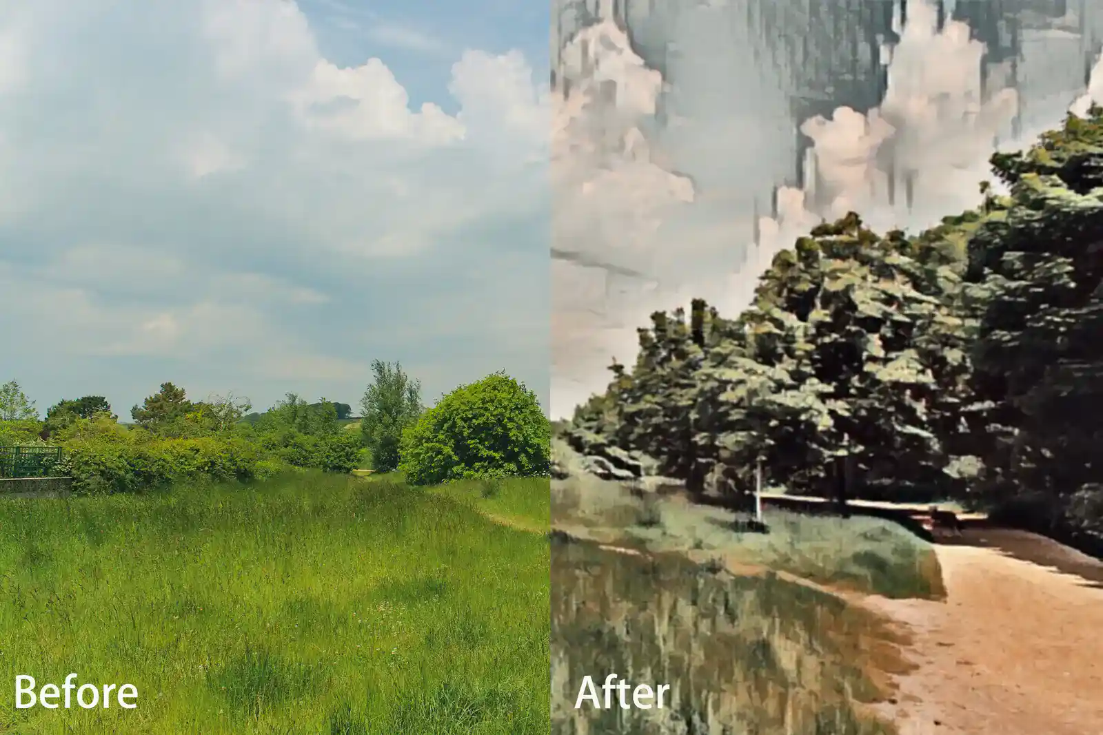 Fotor - Before and After Landscape Watercolor Painting Example