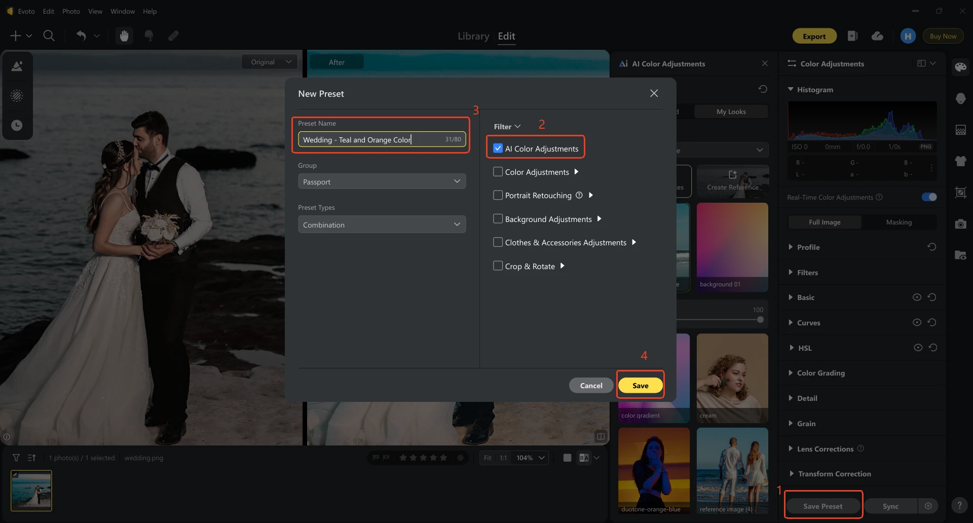 Step 4 Batch Teal and Orange Color Match