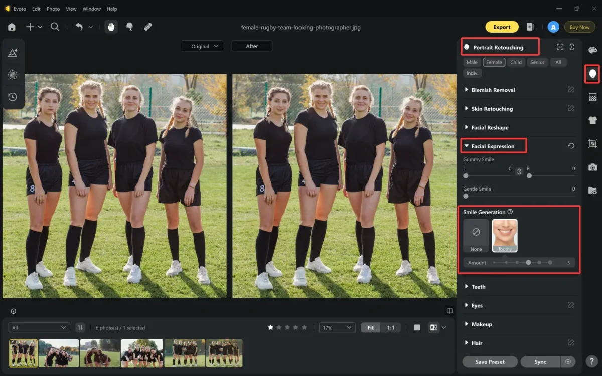 Adjust Facial Expressions for Team Photo Adjust Facial Expressions for Team Photo