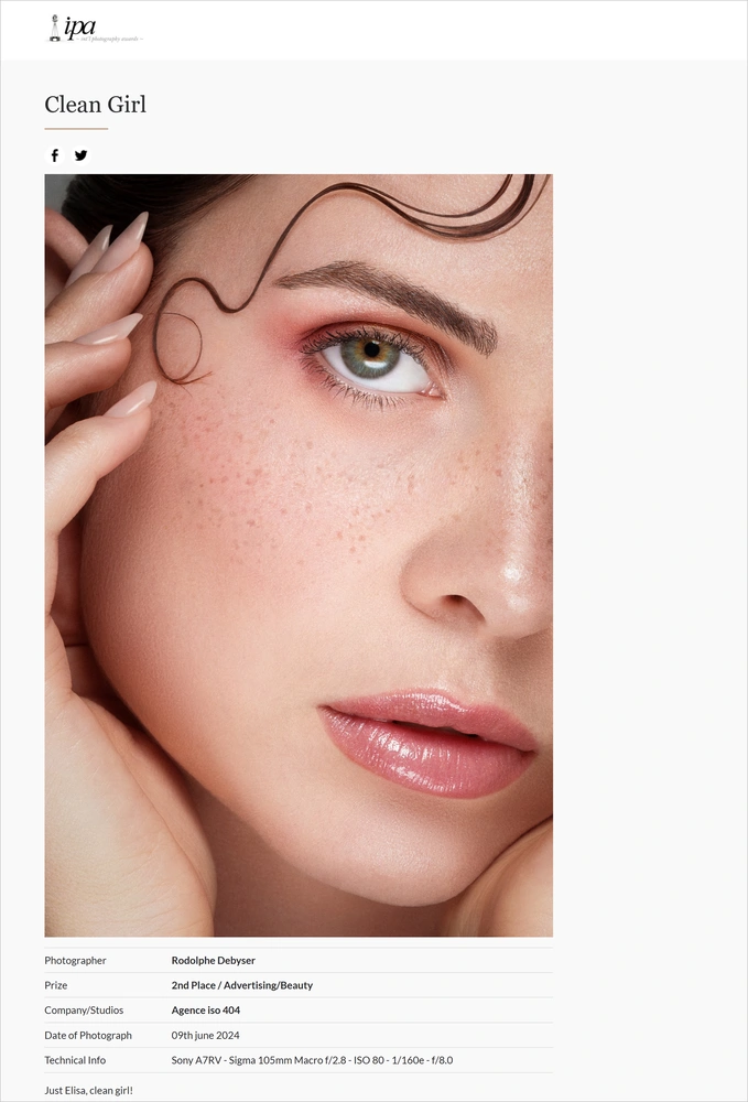 Portrait Beauty Photo of Rodolphe Debyser for IPA Photography Awards Portrait Beauty Photo of Rodolphe Debyser for IPA Photography Awards