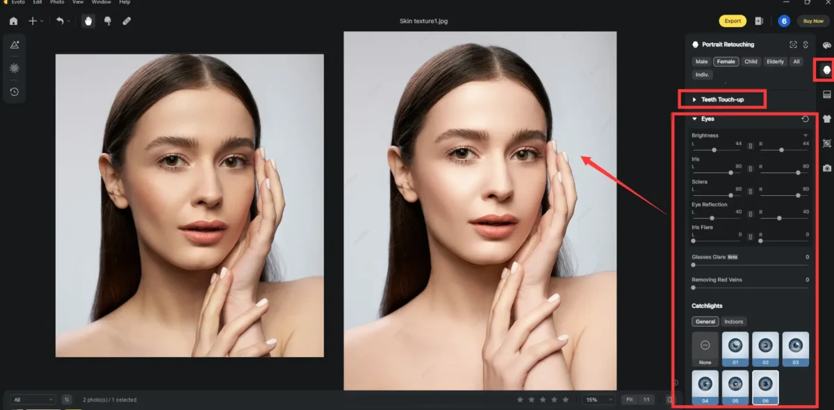 Applying Final Touches evoto ai smooth skin