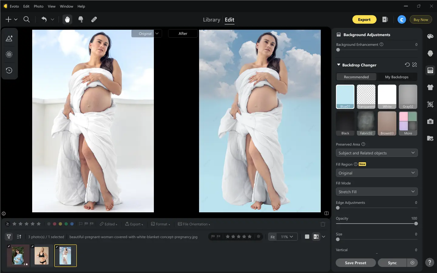 Change Background of Maternity Photo Changer l'arrière-plan d'une photo de grossesse