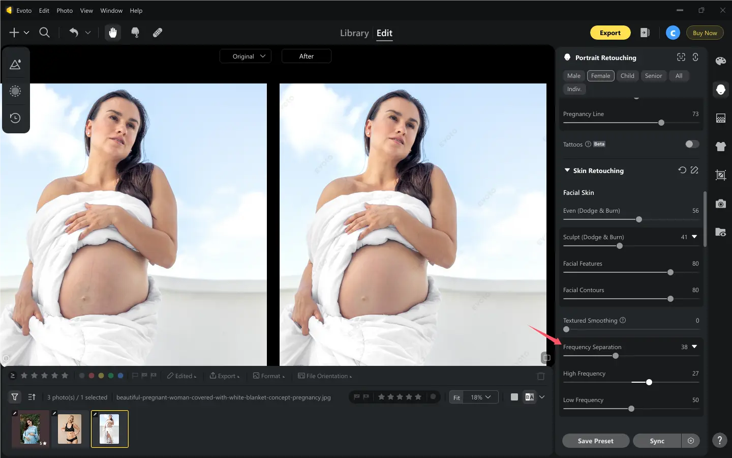 Edit Maternity Photo with Frequency Separation Retouche photo grossesse avec séparation de fréquence