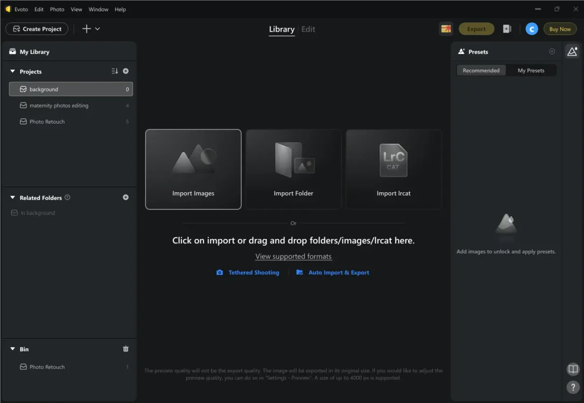 Import Image to Evoto App Import Image to Evoto App