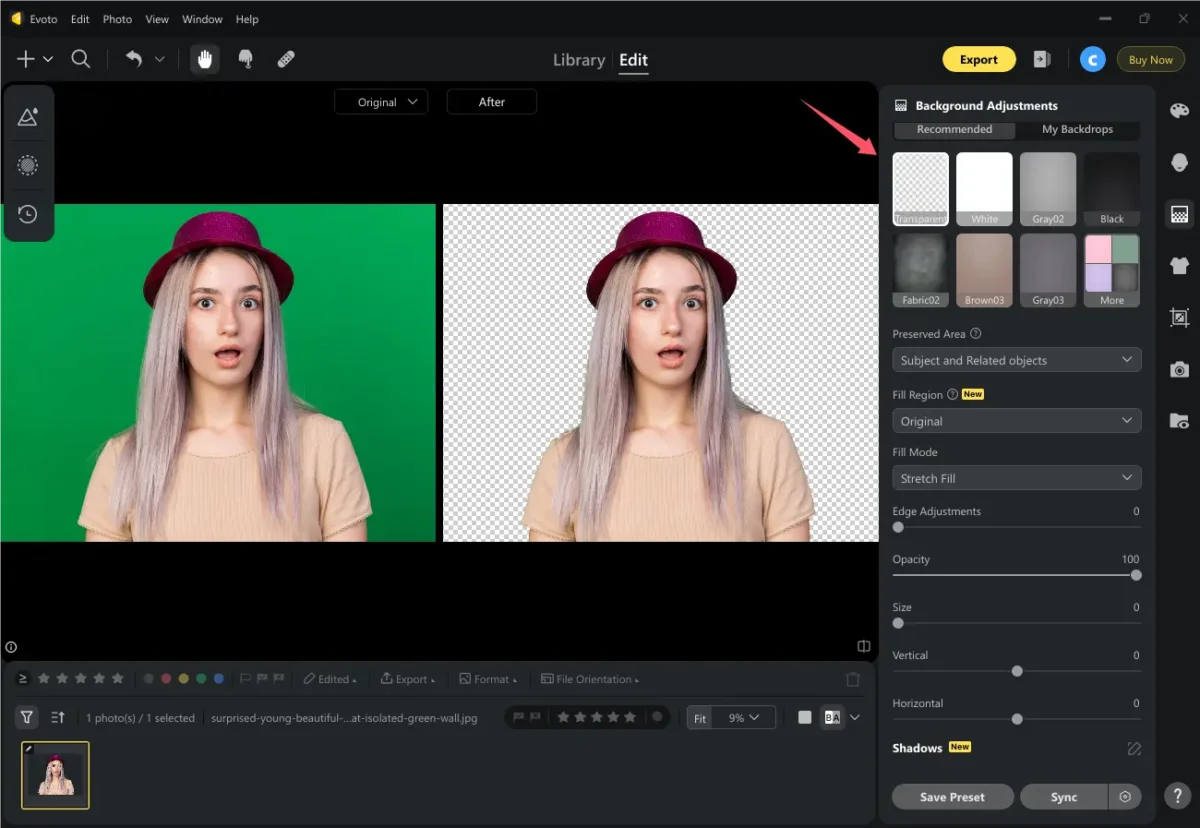 Remove Background Color with Evoto Remove Background Color with Evoto