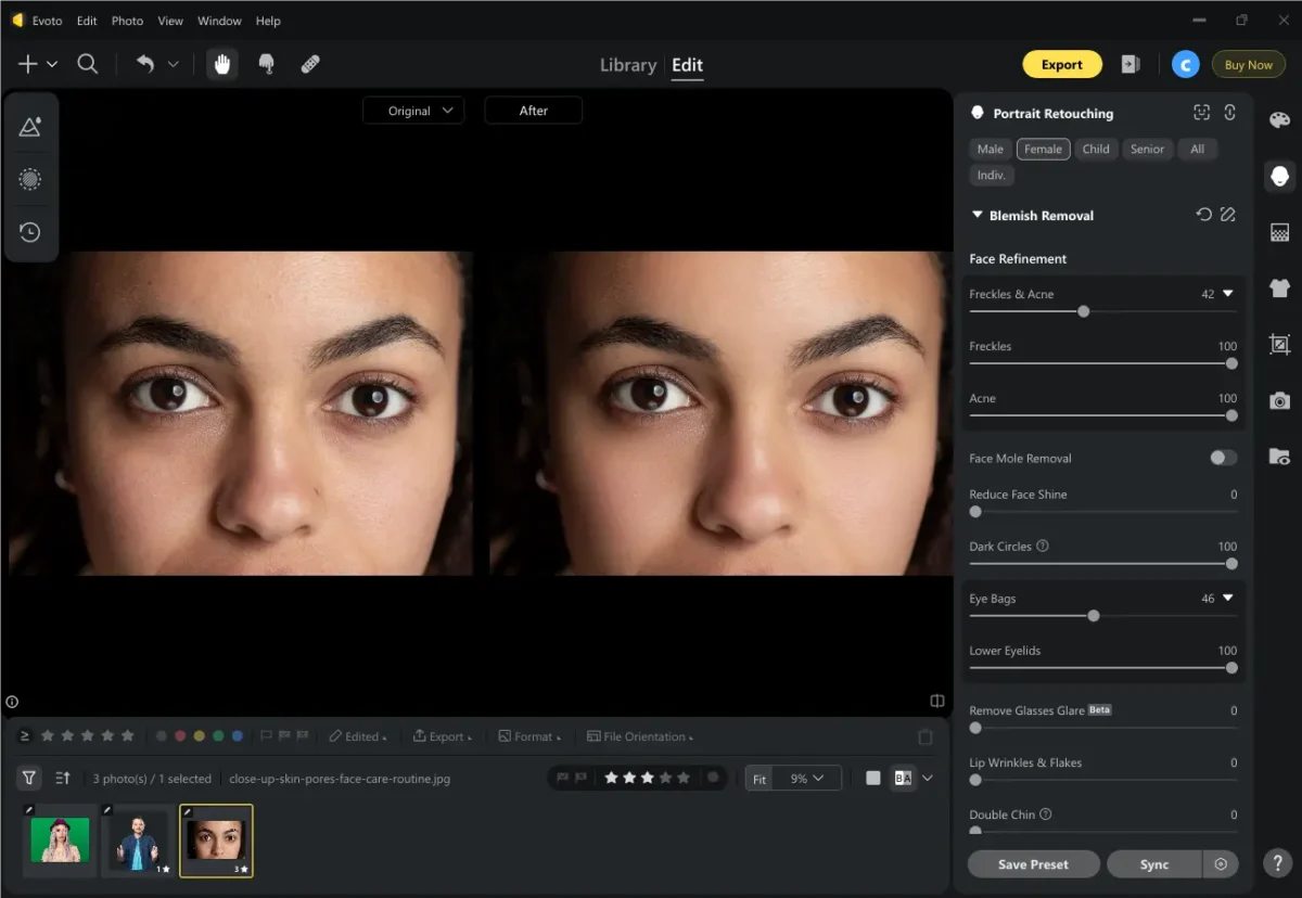 Retouch Portrait in Evoto