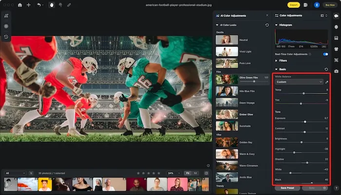 Adjust Colors and Contrast of NFL Photo Adjust Colors and Contrast of NFL Photo