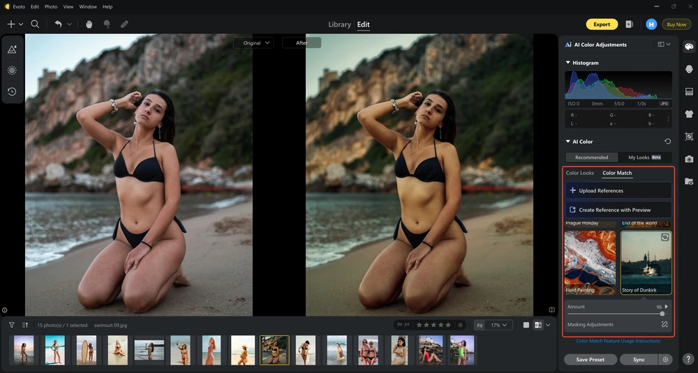 09 AI Color Match to transfer reference image color to summer photography 09 AI Color Match to transfer reference image color to summer photography