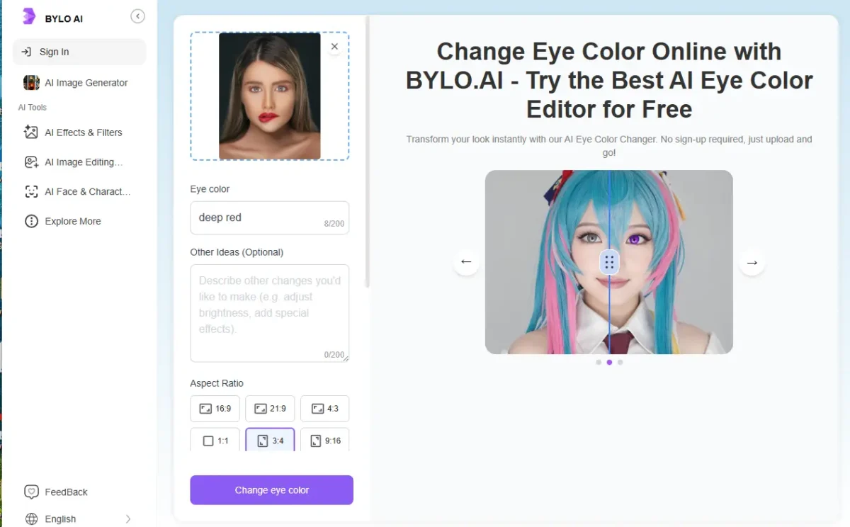 BYLO AI Eye Color Changer