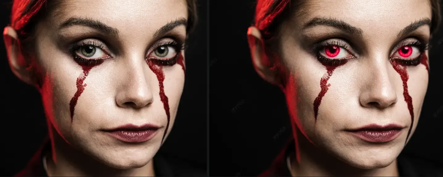 Before & After Comparison of Halloween Cosplay
