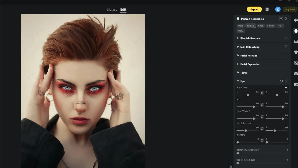 Edit Eyes in Evoto Edit Eyes in Evoto