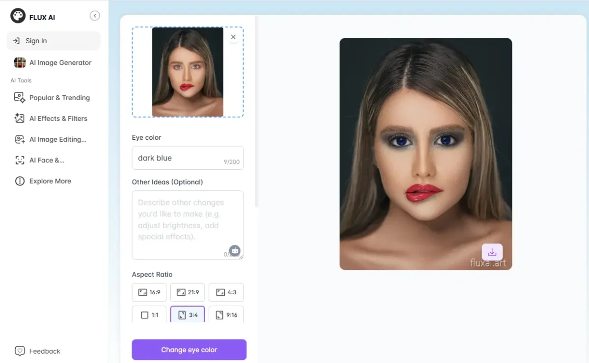 Flux AI Eye Color Changer