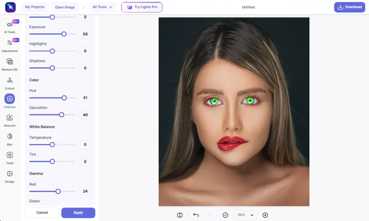 LightX Eye Color Changer
