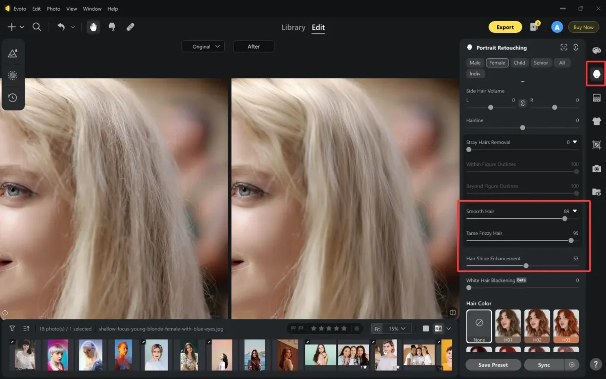 Smooth Hair with Evoto AI