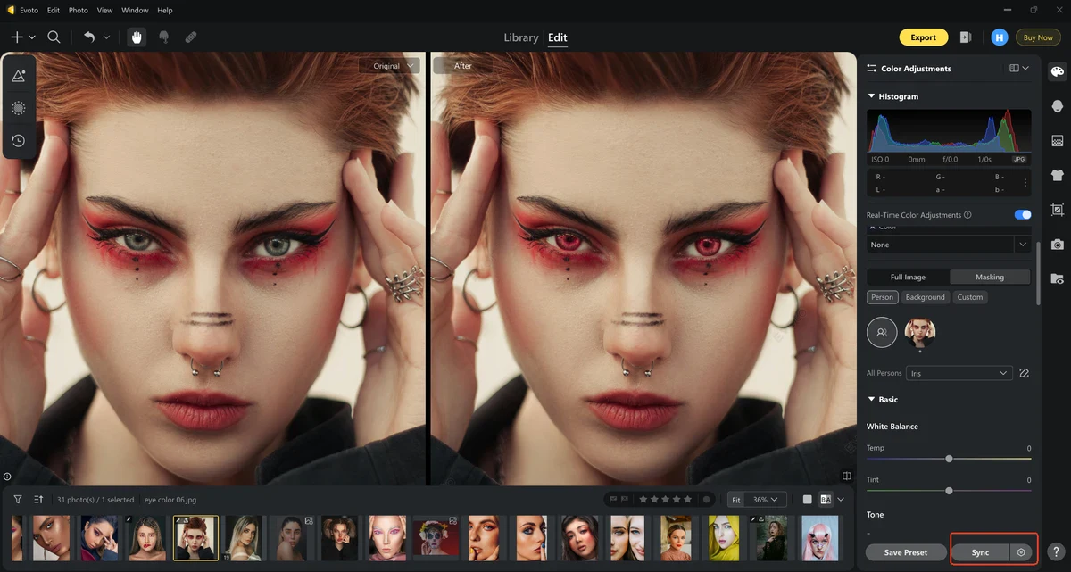 Sync Eye Color Edits to Current Project Sync Eye Color Edits to Current Project