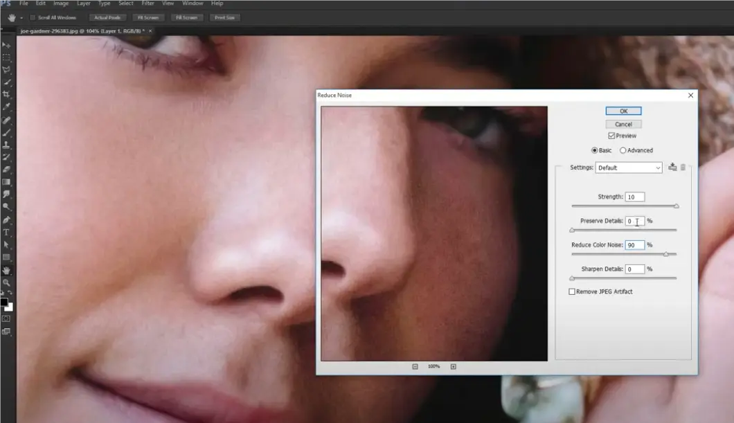 Adjust Denoise Slider